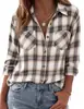 2026 Amazon Europa y América comercio exterior transfronterizo otoño nuevo camisa casual de cuadros suelta con botones de manga larga para mujer