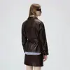 Chaqueta de cuero marrón estilo europeo para mujer, nueva colección otoño 2026, retro y moderna, chaqueta corta de cuero con un toque de alta gama, hecha de piel de cordero importada