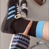 Meias Retro Azul Marinho Marrom para Outono e Inverno para Mulheres, Meias Arrastão de Cano Médio, Meias Versáteis da Moda que Não Apertam da Zhuji Socks