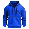Sudadera con capucha deportiva casual para hombre, de importación, para otoño/invierno, con cremallera, múltiples bolsillos, forro polar, corte holgado y diseño cálido