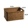 Mesa de Té Cesta de Bocadillos Mesita de Noche Caja de Almacenamiento Cesta con Cajón Cesta de Almacenamiento para Artículos de Baño Marco de Ratán de Plástico