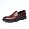 Mocassins Slip-on Masculinos com Padrão de Crocodilo Britânico, Sola Grossa, Antiderrapantes, Sapatos de Couro Formais para Negócios, Sapatos Casuais Slip-on Masculinos para Banquete