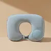Almohada Inflable en Forma de U para Exteriores, Almohada Portátil para Viaje, Almohada en Forma de U Tipo Presión para Viajes en Coche y Avión, Protección del Cuello