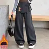 Pantalones de chándal para niña Otoño e Invierno 2026 Estilo Nuevo Casual Niña Estilo Coreano Niños Medianos y Grandes Forro de Felpa Entrepierna Engrosada Bordado Pantalones de Chándal