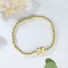 Pulsera Redonda de Cuentas con 26 Letras, Estilo Simple Europeo y Americano, Moderna para el Trabajo, Pulsera Popular para Apilar, Regalo de Cumpleaños y Festividad