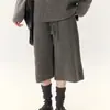 En Stock Venta al por mayor Directo de Fábrica Nuevo Conjunto de Suéter de Lana de Color Sólido con Mangas Raglán Estilo Holgado Perezoso y Pantalones Cortos de Punto para Mujer