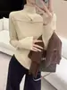 Suéter de punto de terciopelo Andi para mujer, nuevo estilo otoño e invierno, versátil, calado, adelgazante, de alta gama, elegante, top suéter base para capa interior