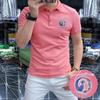 2025 Verano Nuevo Estilo Logotipo Distintivo Polo de Manga Corta para Hombre Lel Transpirable Alta Gama Europeo Moderno Lujo Ligero Sólido Calidad