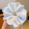 Goma para el pelo fruncida con cordón de encaje francés para niñas, Sujetador para moño, Sujetador para coleta de bebé