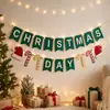 Exclusivo para ventas transfronterizas: Guirnalda de fieltro navideña con renos, copos de nieve, cuentas de madera, banderines con letras, pancarta, decoración para chimenea, envío OEM disponible