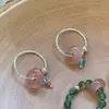 Nuevos Pendientes de Aro de Jade Rosa Transparente Estilo Chino, Modernos y Versátiles, con un Diseño de Nicho y un Sentido de Sofisticación, Adecuados para el Viaje Diario