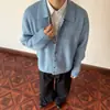 Cardigan Retrô Americano de Tricô Grosso com Gola e Botões para Homens e Mulheres, Suéter Grosso de Botões Versátil Casual para o Dia a Dia no Outono/Inverno