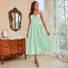 Novedad Primavera y Verano 2022 Ropa Transfronteriza Aliexpress Amazon Europea y Americana Vestido Sexy Multicolor con Tirantes de Corte Amplio
