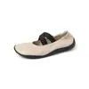 Sapatos de Solado Macio Confortáveis de Boca Rasa 2026 Verão Novo Estilo Sapatos Slip-On Mary Jane Salto Baixo 2cm Respiráveis Sapatos de Ballet