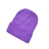 Sombrero de punto para niños de venta caliente transfronteriza otoño e invierno comercio exterior color liso sombrero de lana con borde sombrero cálido a prueba de viento color caramelo
