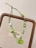 Collar Colgante Verde Manzana Dopamina de Verano para Mujer, Collar Lindo y Dulce con Perlas, Diseño de Nicho, Cadena para Clavícula