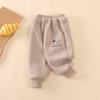 Pantalones de Bebé Forrados de Felpa Engrosados Otoño e Invierno Nuevos Pantalones Deportivos Casuales de Felpa Ollie para Niños y Niñas Cálidos Pantalones Largos