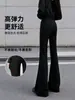 Calças Flare Pretas para Mulheres 2026 Novo Outono Cintura Alta Emagrecedoras Bootcut Tamanho Plus Calças Flare Fluidas para Terno