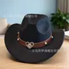Novos Acessórios de Decoração de Amor com Aba Curva Chapéu de Cowboy Ocidental Topper Chapéu Xizang Retrô Chapéu de Jazz Chapéu de Feltro Lã