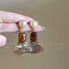 Latte Estilo Francés~Colección de Aretes de Acrílico Color Café para Mujer, Aretes de Nicho de Lujo de Alta Gama, Aretes de Botón de Moda