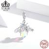 Evelor Original S925 Sterling Silver Colorful Bee Pingente Pulseira Banhado a Platina Zircon Crystal Oil Drop Insect Pingente