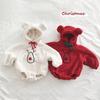 Traje de Navidad Año Nuevo Osito Bebé Lindo con Capucha Forrado de Polar Otoño Invierno Mameluco Traje para Gatear Ropa de Bebé Ins Nuevo