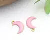 Acero Inoxidable Goteo de Aceite Luna Electrochapado al Vacío Color Dorado Esmalte Conservador de Color Accesorios de Joyería Colgante para Pulsera 6X9Mm