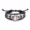Comercio electrónico transfronterizo fuente pulsera de fútbol europeo y americano fans accesorios pulsera de cuero pulsera de cuero con cuentas popular para hombre