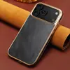 Adecuado para iPhone 18 Pro Max Funda para Teléfono Móvil de Cuero Genuino Encerado y Aceitado con Bordes Suaves de TPU Funda Protectora para Samsung S26U