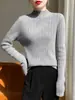 Top listo para usar de otoño e invierno, rayas verticales, amigable con la piel, cómodo, camiseta básica de cuello medio alto, acanalado, suave para el día a día, adelgazante, versátil