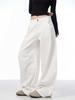 Pantalones casuales holgados de estilo americano, estilo retro, blancos, tipo cimitarra, para hombre y mujer, de pierna ancha, rectos y modernos.