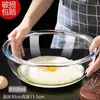 Tazón grueso de vidrio de borosilicato, tazón transparente para ensaladas, tazón grande antiadherente para mezclar, tazón para hornear y batir huevos, resistente a altas temperaturas
