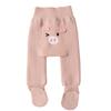 2025 Novo Inverno Padrão de Cânhamo Desenho Animado Leggings Grandes de PP Forradas com Lã Espessadas Rosa Peça Única Veludo Meia-Calça de Bebê