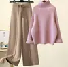 Traje estilo coreano estilo perezoso para mujer 2023 nuevo otoño e invierno suéter grueso de lana engrosado pantalones anchos con caída conjunto de dos piezas