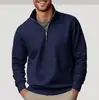 Blusas Masculinas Transfronteiriças Outono e Inverno Moda Casual Moletons Cor Sólida Versátil Gola Alta Tops com Zíper