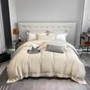 Juego de Cuatro Piezas Lyocell Tencel Verano Lujo Color Sólido Funda de Edredón para Dormir, Sábana Plana, Sábana Ajustable, Ropa de Cama de Seda Helada