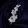 Broche Luxuoso e Elegante de Folha de Bordo para Mulheres, Pin de Flor de Galho Micro-Incrustado de Zircônia de Luxo Leve de Alta Qualidade, Acessório de Roupa