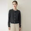 Cárdigan de cachemira para mujer, cachemira de cabra pura, nuevo estilo otoño e invierno, cuello redondo, cuello de punto con pedrería, abrigo suéter de color liso