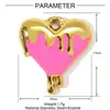 Pingente de Aço Titânio com Laço de Amor Vazado Francês para DIY, Pingente de Joia de Aço Inoxidável Estrela Lua com Gotejamento de Óleo para Mulheres