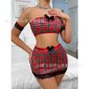 Atuendo de Sirvienta a Cuadros Sexy Transfronterizo Estilo Universitario Europeo y Americano Conjunto de Falda con Tubo Uniforme Tentación Lencería Sexy