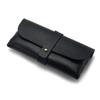 Lote de fábrica Estuche para gafas de un solo clavo en stock Bolsa para gafas de cuero negro Bolsa para gafas portátil Caja de almacenamiento para gafas de sol Imprimible