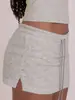 Falda Corta Deportiva Casual Americana 2024 Nueva Cintura Alta con Cordón Falda Pantalón de Línea A Anti-Exposición para Mujer