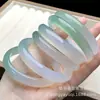 Pulseiras de Jade Atacado na Cor Verde-Óleo Transparente Gelo da Loja de Ouro, Pulseiras de Calcedônia Água Clara Estilo Feminino