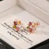 Pendientes de Plata de Ley S925 Chapados en Oro Rosa con Turmalina de Colores en Forma de Copo de Nieve Otoño e Invierno Lujo Ligero Gama Alta Plata de Joyería Yuebao
