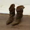 2026 Botines Nuevos Estilo Coreano Hebilla Retro Tacón Alto Punta Cuadrada Sin Cordones Botas de Tacón Apilado Botas de Media Caña con Tacón Fino para el Viaje Diario de Mujer