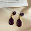 Pendientes de Gota Estilo Coreano Simple Retro Teñidos al Aceite Color Borgoña, Elegantes y con Estilo, Pendientes de Alta Gama para Mujer