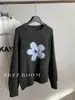 Suéter de Punto Grueso Redondo con Bloques de Color Florales Grandes Estilo Coreano para Mujer, Suéter de Punto Holgado Juvenil y Elegante, de Moda Principios de Primavera 2026
