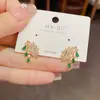Brincos de Franja em Forma de Gota d'Água Folha Verde com Zircônia Completa Moda Luxo Leve Estilo Francês Brilhantes Versáteis Exquisitos para Mulheres