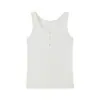Camisola Lisa de Lyocell para Mulheres, Novo Estilo Verão 2026, Regata Botonada de Linho Tencel, Camisa Base Sem Mangas Amiga da Pele
