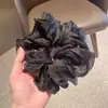 Scrunchie de seda estilo coreano com contas e design plissado, elástico de cabelo perolado elegante vintage, acessório de cabelo para mulheres